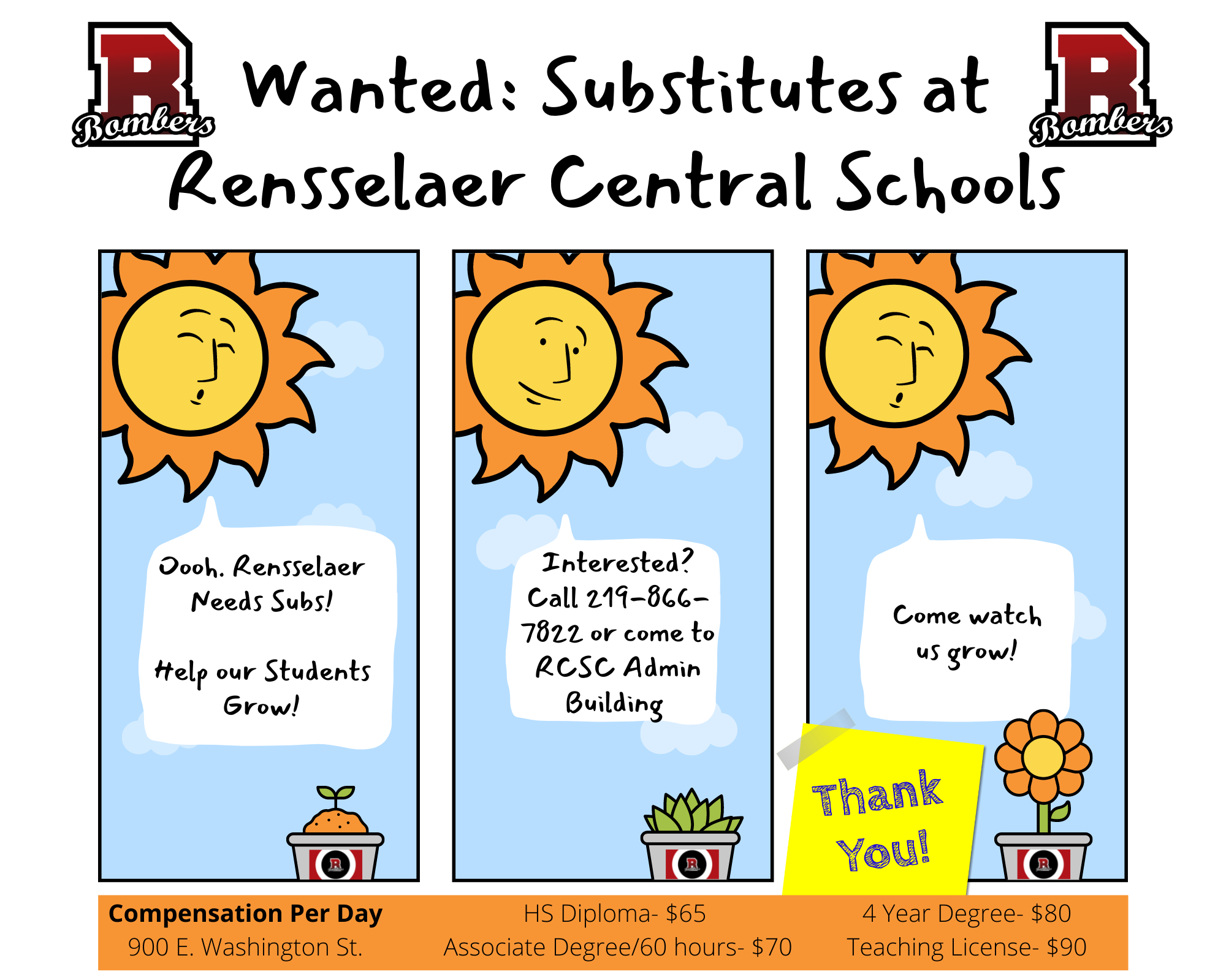 Wanted Substitutes at Rensselaer Central Schools
